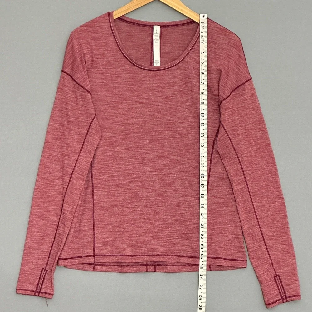 Lululemon Sweat Embrace Long Sleeve Top Size 8 Heathered Misty Merlot